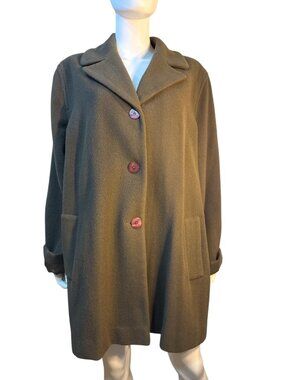Kristen Blake Classics Womens Coat XL Wool With Button Front & Pockets Fall EUC